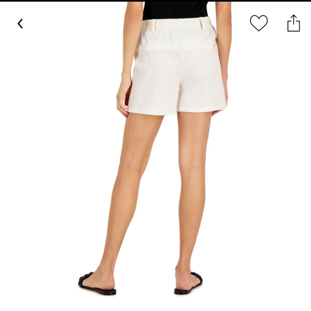 INC HIGH RISE WHITE STUDDED Linen SHORTS SIZE MEDIUM NWT - Picture 2 of 4